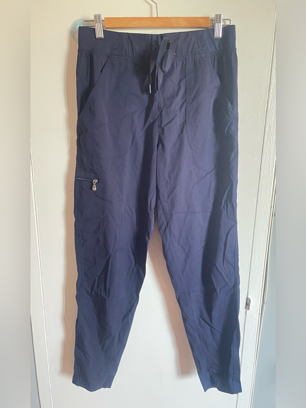 Adar Pro Women’s Navy Drawstring Scrubs pants with Zip Utility Pocket Size M